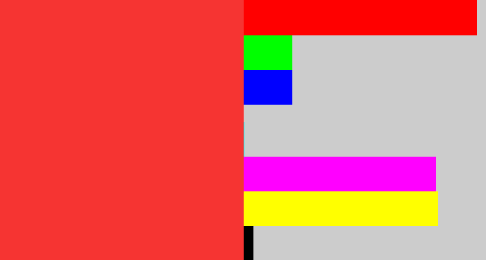 Hex color #f63432 - tomato