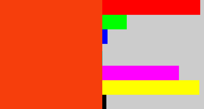 Hex color #f63e0c - orangered