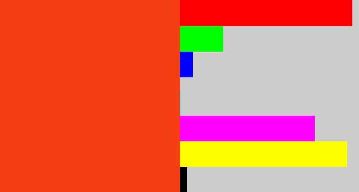Hex color #f63e12 - orangered