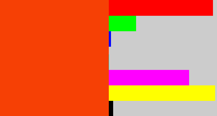 Hex color #f64005 - red orange