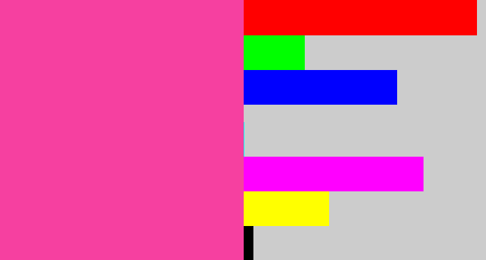 Hex color #f640a0 - barbie pink