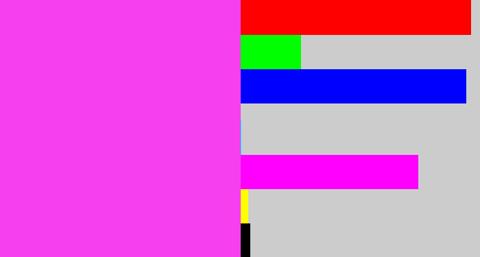 Hex color #f640ef - purple pink