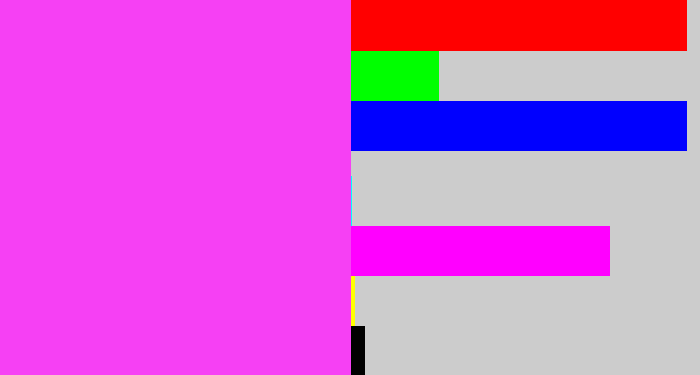 Hex color #f640f4 - light magenta