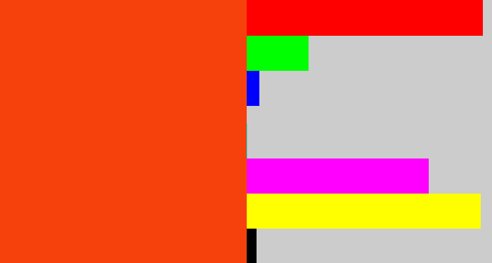 Hex color #f6410c - orangered