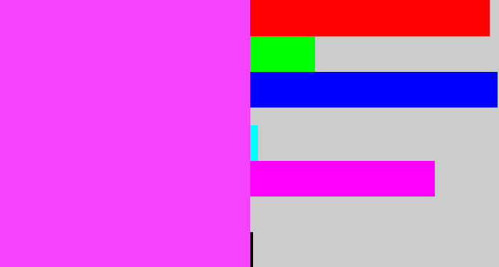 Hex color #f642fd - violet pink