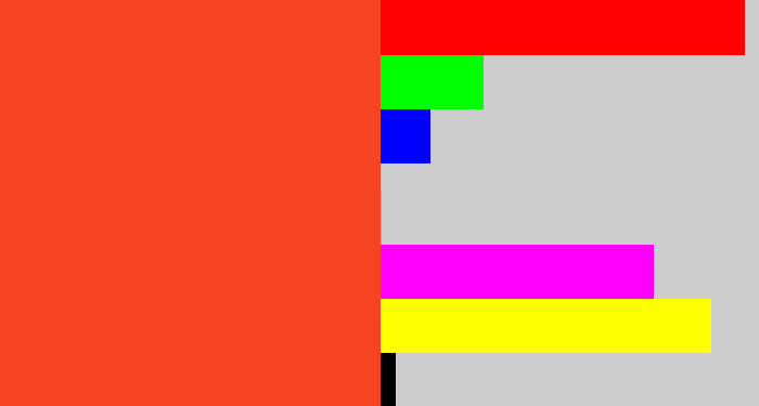 Hex color #f64420 - orangey red