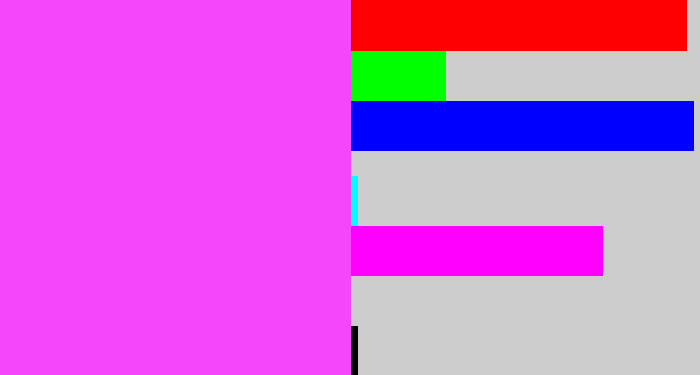Hex color #f646fb - violet pink