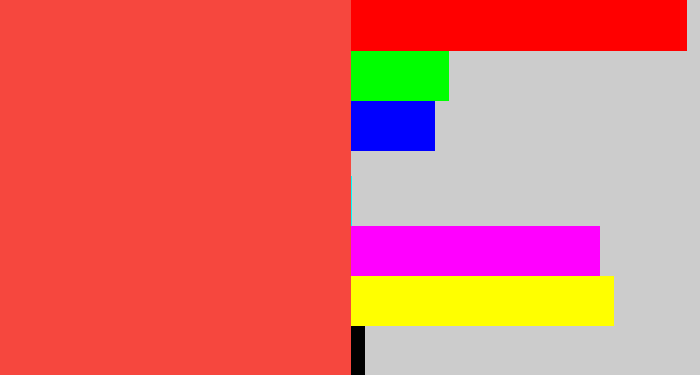Hex color #f6473e - light red