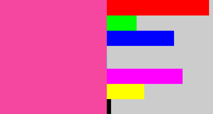 Hex color #f647a0 - barbie pink
