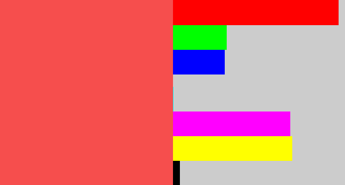 Hex color #f64e4d - light red