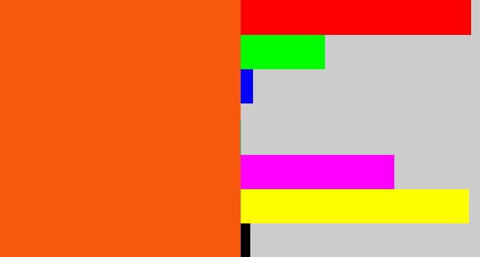 Hex color #f6580c - bright orange