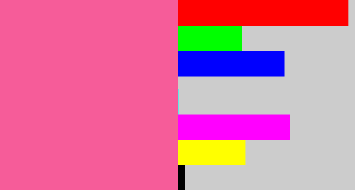 Hex color #f65c99 - medium pink