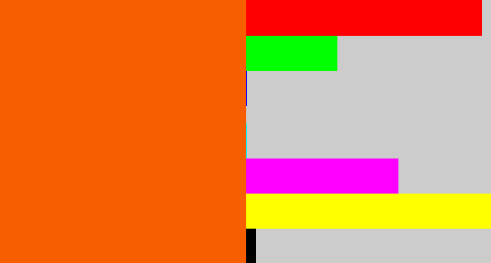 Hex color #f65e00 - bright orange