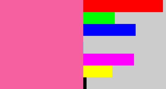 Hex color #f660a1 - medium pink