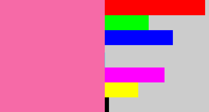 Hex color #f66aa7 - bubble gum pink