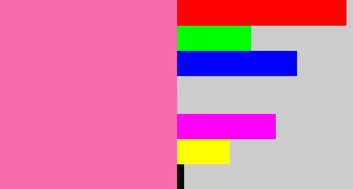 Hex color #f66cad - bubble gum pink