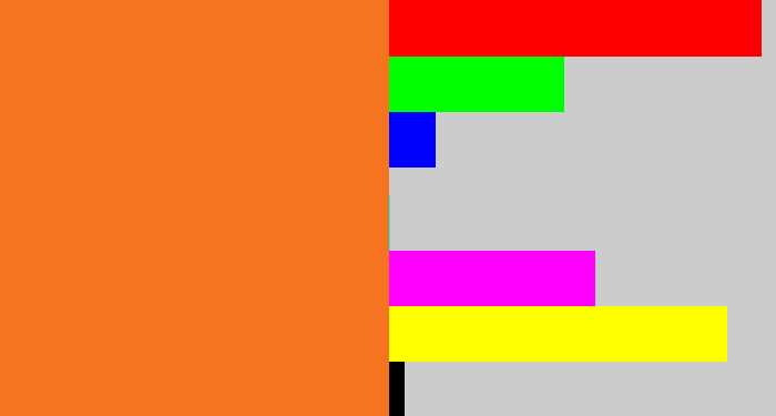 Hex color #f6731f - orange