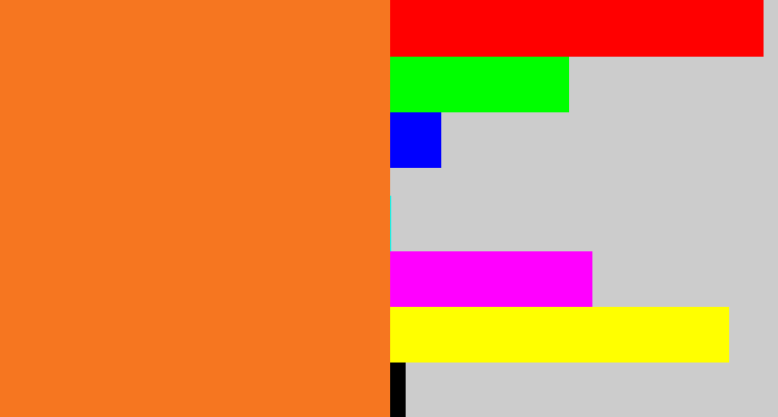 Hex color #f67620 - orange