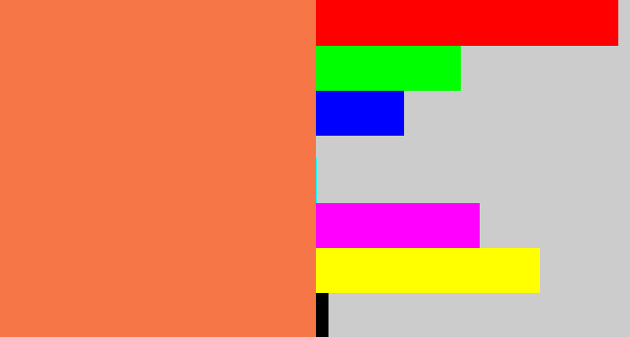 Hex color #f67647 - pinkish orange