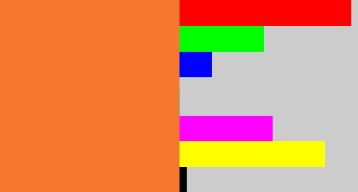 Hex color #f6772e - dusty orange
