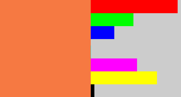 Hex color #f67942 - orangish