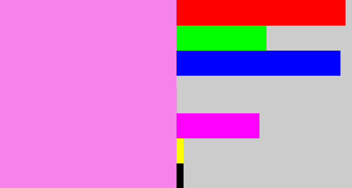 Hex color #f682ec - purply pink