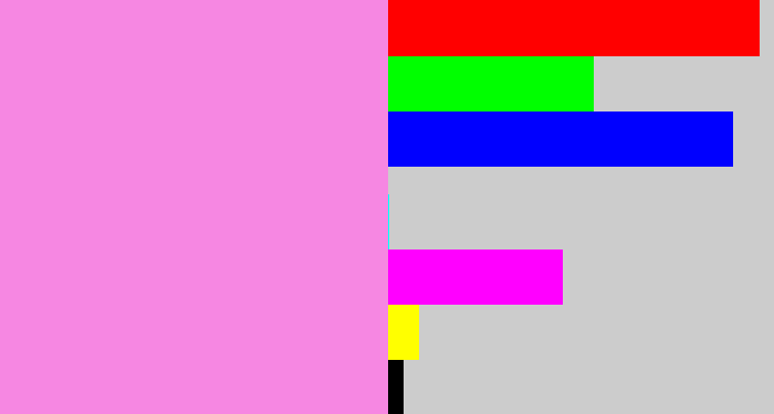 Hex color #f687e2 - purply pink