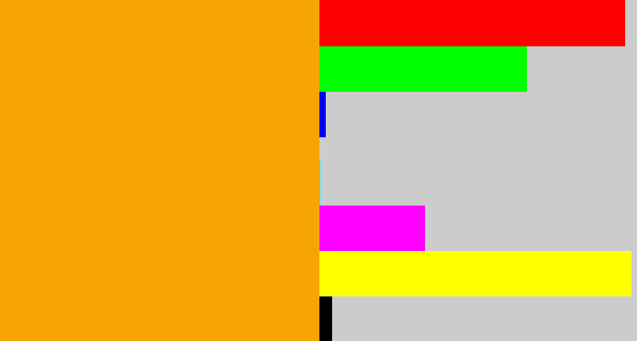 Hex color #f6a505 - orange yellow