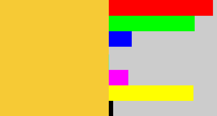 Hex color #f6ca35 - macaroni and cheese