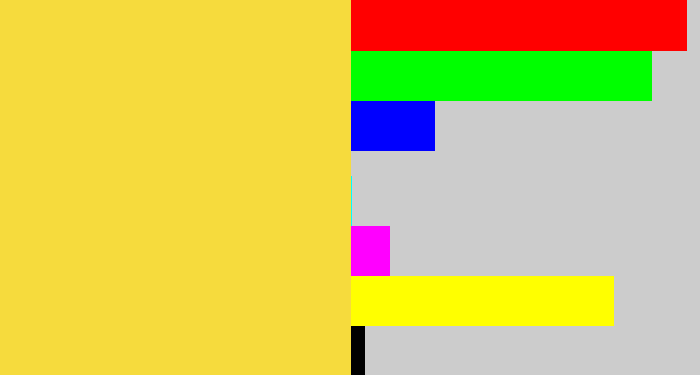 Hex color #f6db3d - off yellow
