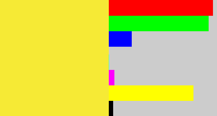 Hex color #f6ea35 - off yellow