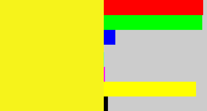 Hex color #f6f31b - sunny yellow