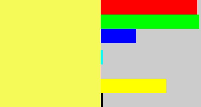 Hex color #f6fa58 - lemon