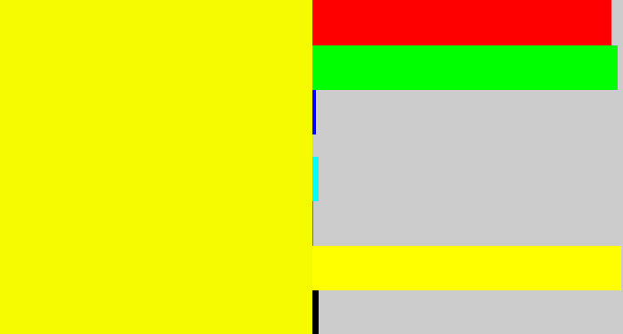 Hex color #f6fb02 - bright yellow