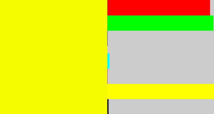 Hex color #f6fc00 - bright yellow