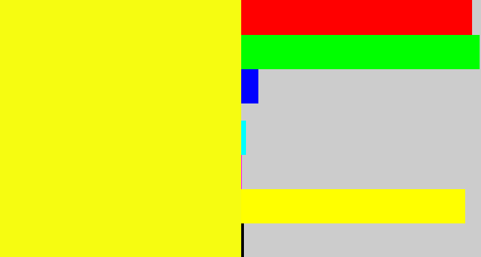 Hex color #f6fc11 - yellow