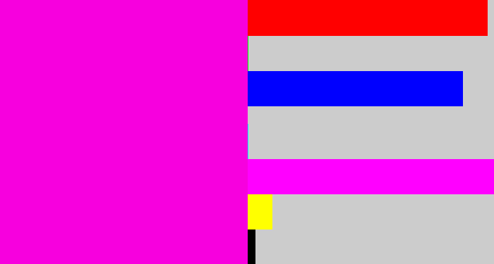 Hex color #f700de - bright magenta