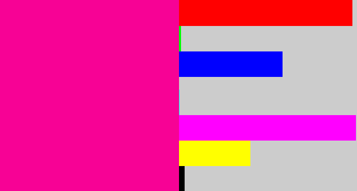 Hex color #f70295 - neon pink