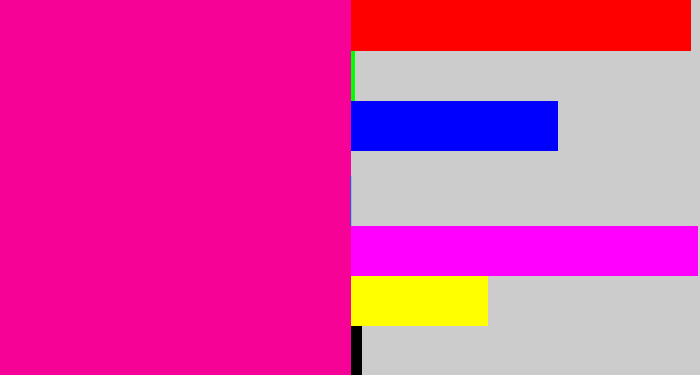 Hex color #f70297 - neon pink