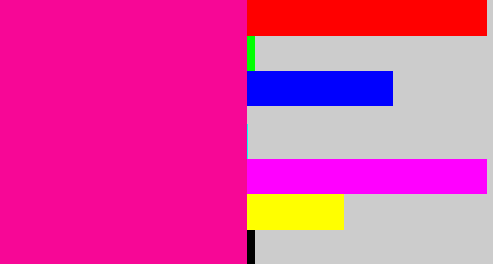 Hex color #f70796 - neon pink