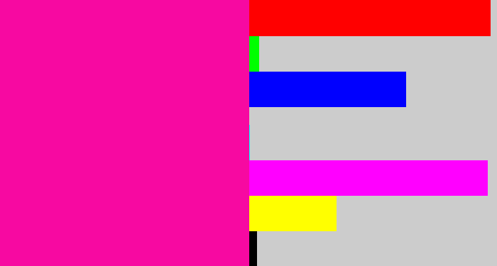 Hex color #f709a1 - shocking pink