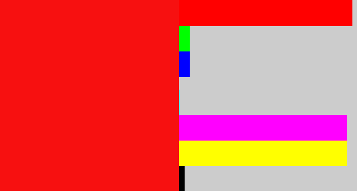 Hex color #f71010 - bright red