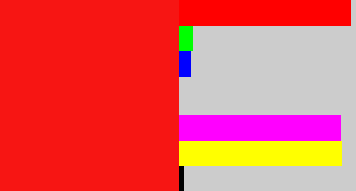Hex color #f71513 - bright red