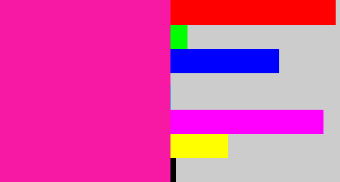 Hex color #f719a3 - shocking pink