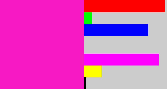 Hex color #f719c4 - hot magenta