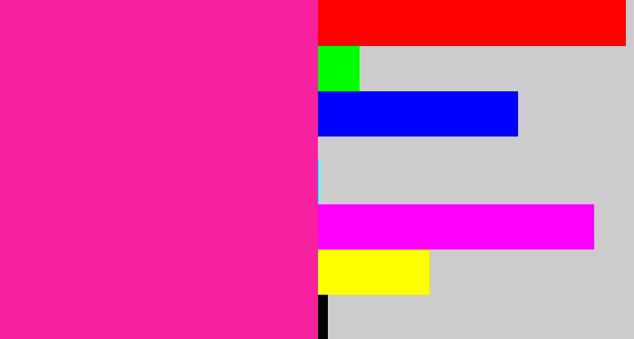 Hex color #f721a0 - shocking pink