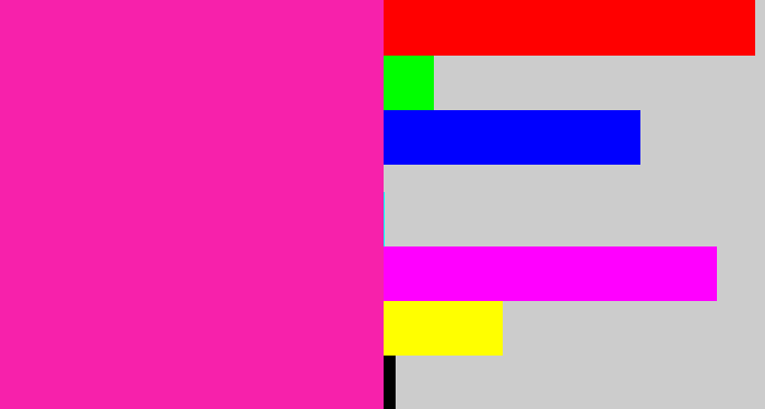 Hex color #f721ab - shocking pink