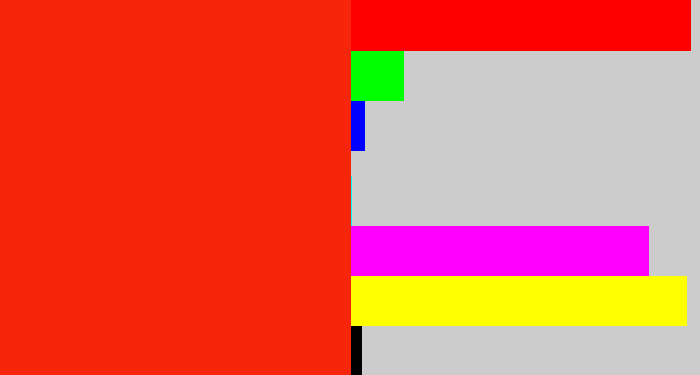 Hex color #f72509 - vermillion