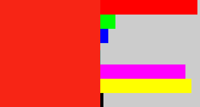 Hex color #f72515 - vermillion