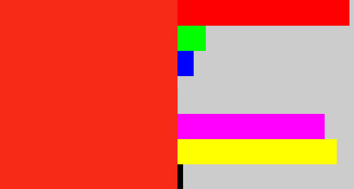 Hex color #f72a18 - vermillion